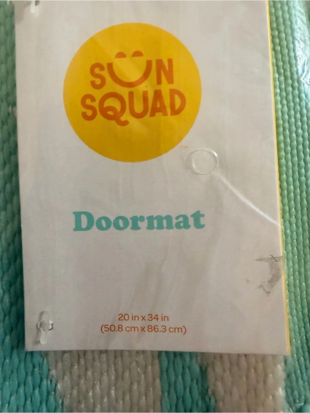 NWT Sun Squad Tropical Leaf Doormat Aqua & White 20x34